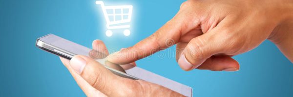 hand-using-mobile-phone-online-shopping-business-ecommerce-concept-cart-icon-blue-background-89303993